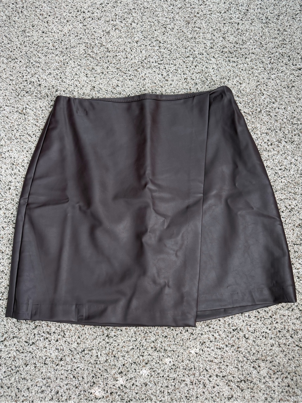 Classic Brown Faux Leather Mini Skirt -S